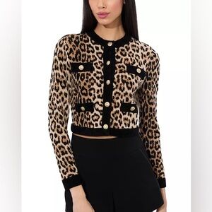 Alice and Olivia Claira Leopard Print Cardigan - size M